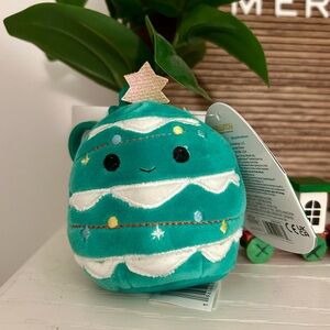 Squishmallows Teal and White Christmas Tree Stuffed Animal